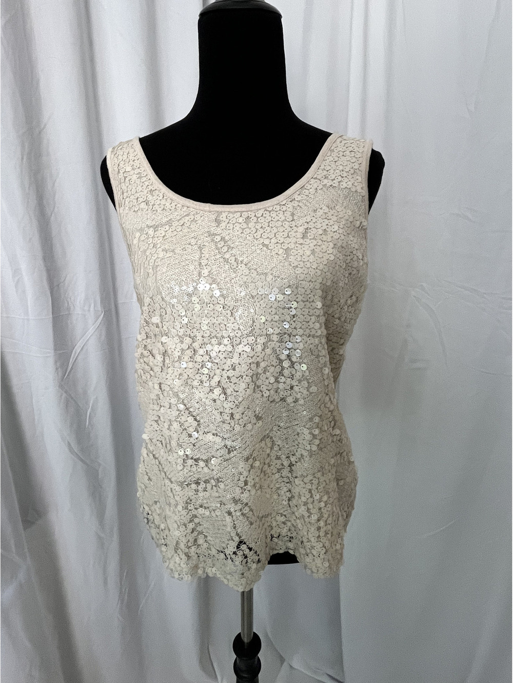 Charlotte Russe Cream Sequin Embellished Tank Top Size Large